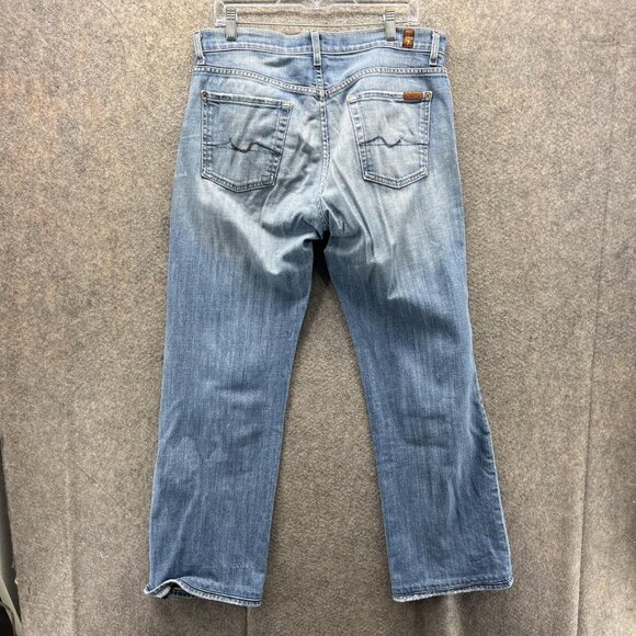7 For All Mankind Jeans Mens 32 Blue Relaxed Fit Made USA Stretch Denim - Picture 2 of 9